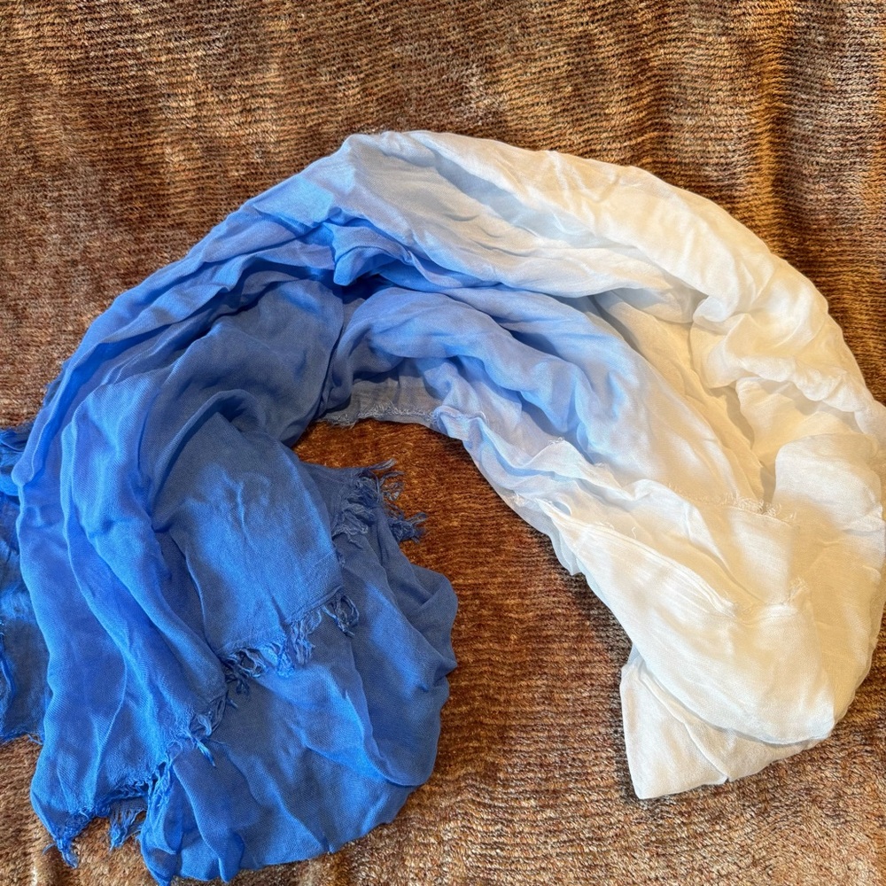 Blue and White Gradient Ombré Lightweight Scarf